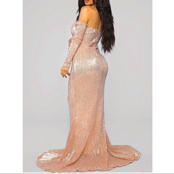 New! FASHION NOVA Sequin Mermaid Maxi Long Dress - Picture 6 of 7